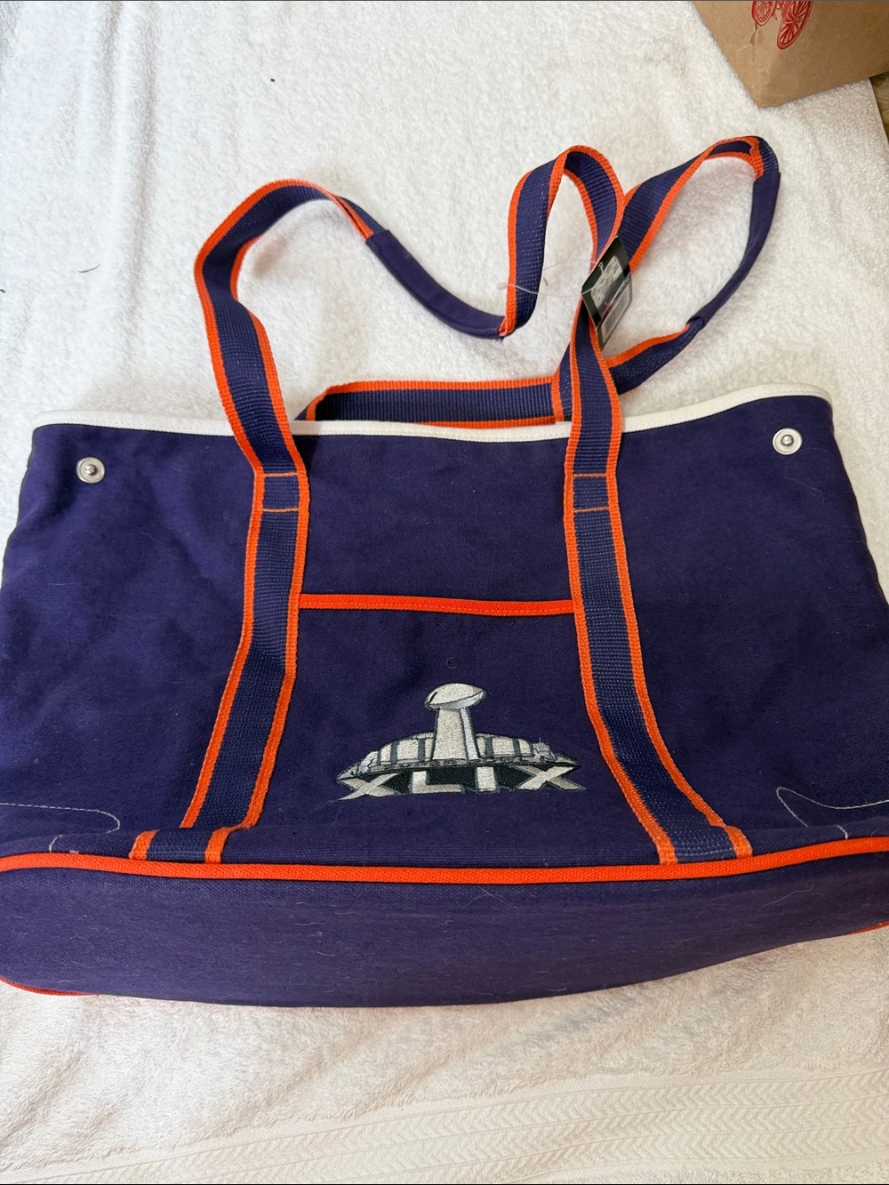 NFL Navy and Orange Canvas Tote Bag
